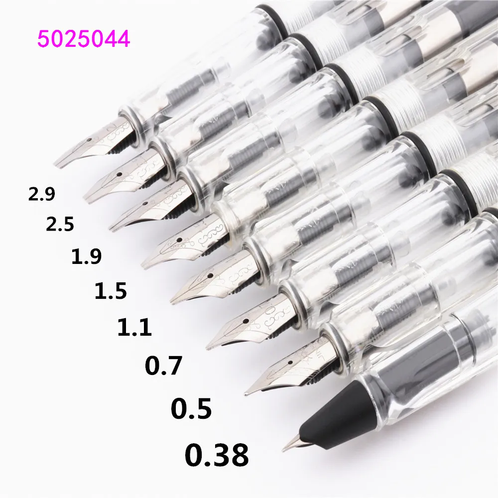 

High quality 006 Transparent 0.38/ 0.5/0.7/1.1/1.5/1.9/2.5/2.9mm Nib Fountain Pen for school Student office stationery ink pens