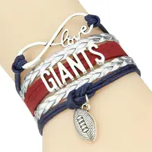 Бесконечность любви гигантов Браслет спортивная футбольная команда Очарование Кожаный Обруч мужской браслет и браслеты для женщин ювелирные изделия