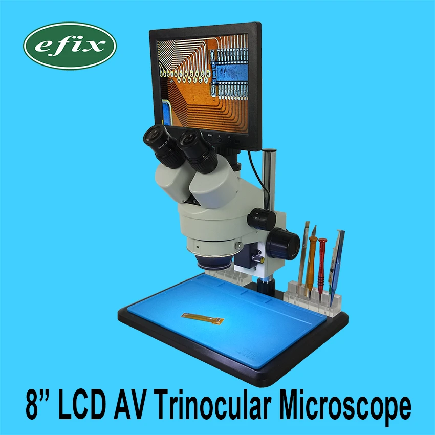 

efix 8 Inch LCD AV Trinocular Stereo Soldering Microscope Continuous Zoom Digital HD Camera Workbench for iPhone Repair Tools