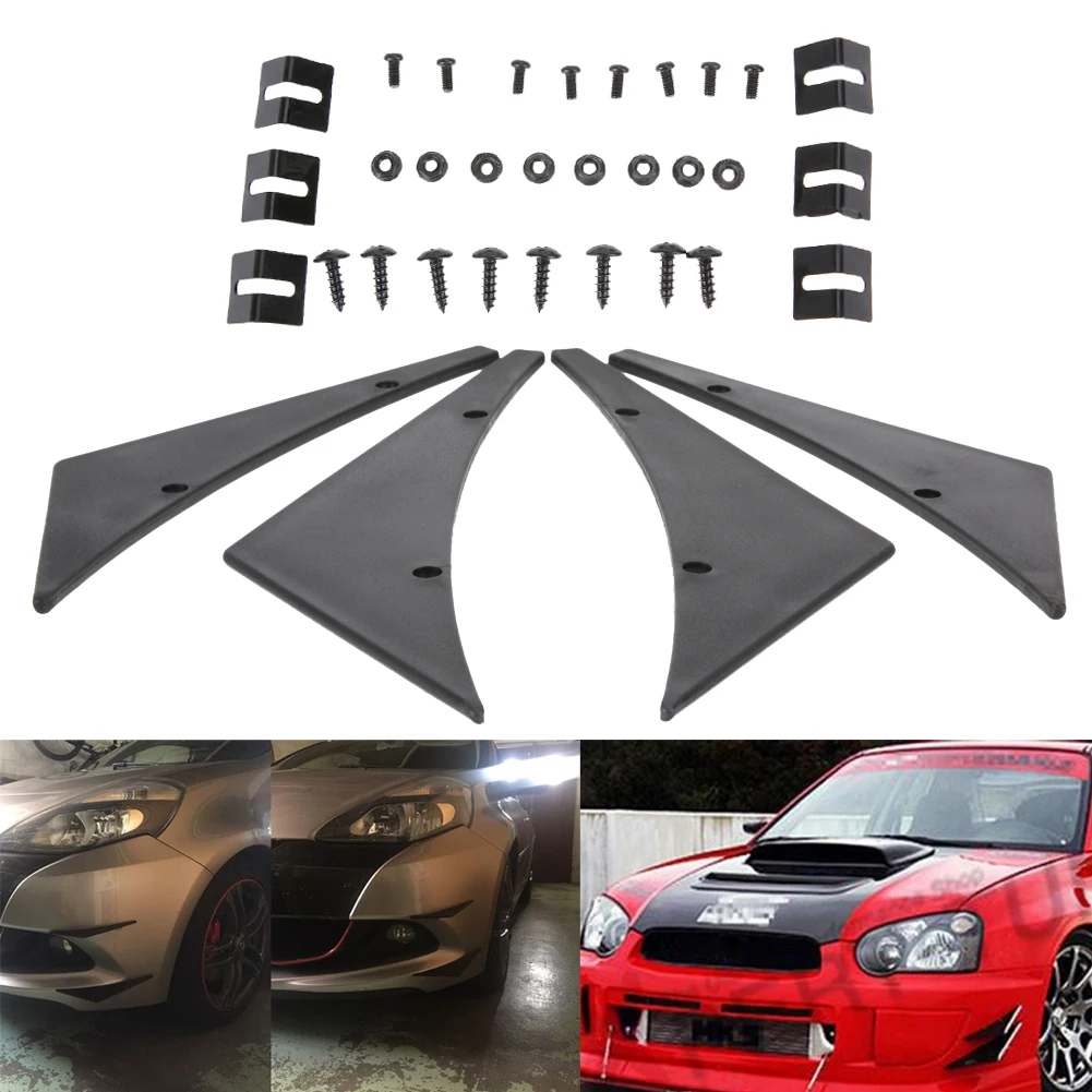 Universal Fit Front Bumper Lip Splitter Fins Body Spoiler Canards