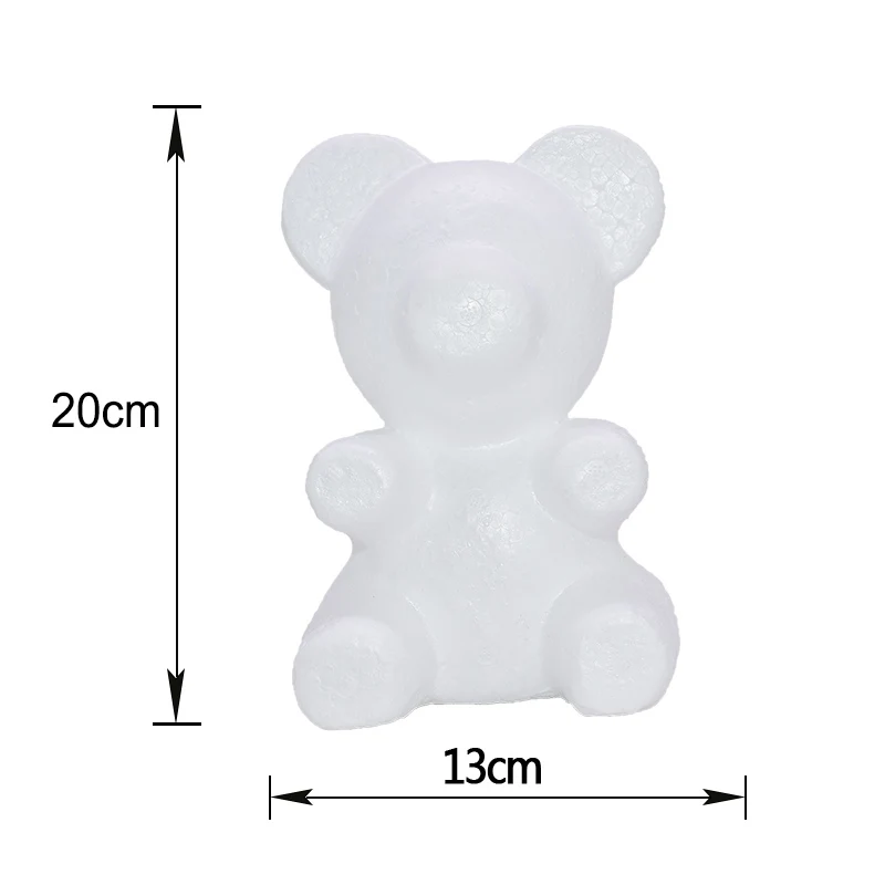Artificial Rose Flower Foam Bear Shape Foam Flower Head DIY Craft Birthday Party Decoration Valentine's Day Gift Ribbon Decorati
