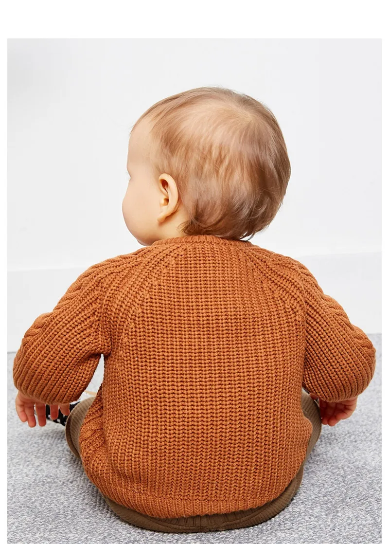 Minibalabala/вязаный свитер для маленьких мальчиков и девочек; зимний мягкий хлопковый пуловер для новорожденных; свитер с открытым плечом; одежда для малышей