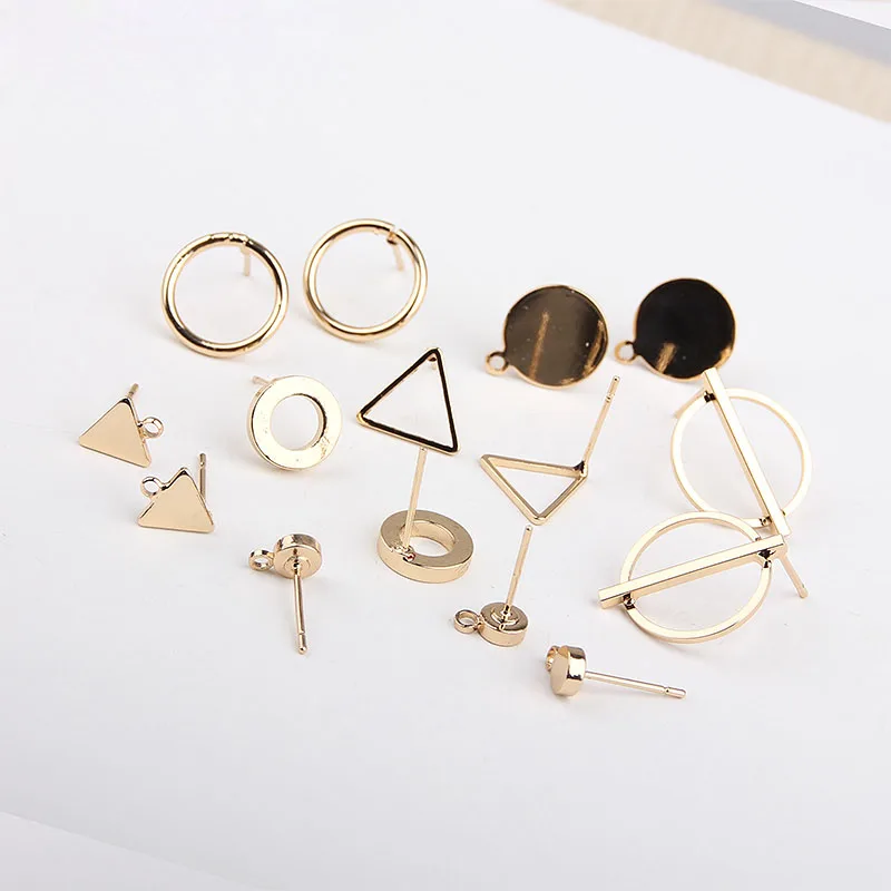 

Newest 25pair/lot geometry Simple rounds/triangle decoration fashion copper stud earrings diy jewelry earrings pendant accessory