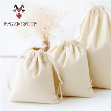 Raged Sheep Fashion Drawstring Cotton Grocery Shopping Bags Folding Shopping Cart Eco Grab Bag Reusable Baggu Sold Printed