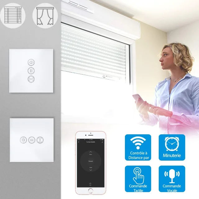 EU WiFI Smart Curtain Switch Google Home Alexa echo Voice Control Electric Blind Roller Shutter Motor Tuya Smart Life App Timer 2