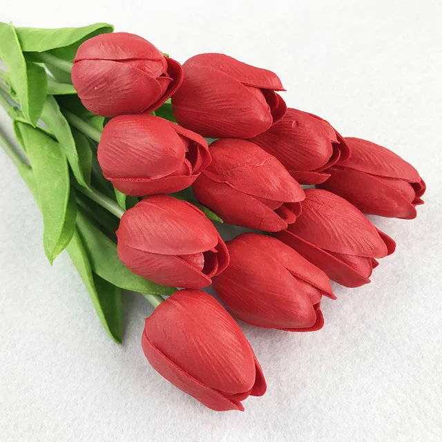 Buy 10pcs/lot Tulip Artificial Flower cheap PU plastic