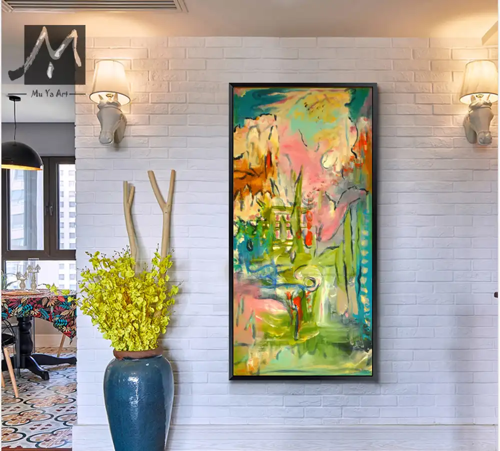 Large Vertical modern painting decorative pictures abstract art acrylic