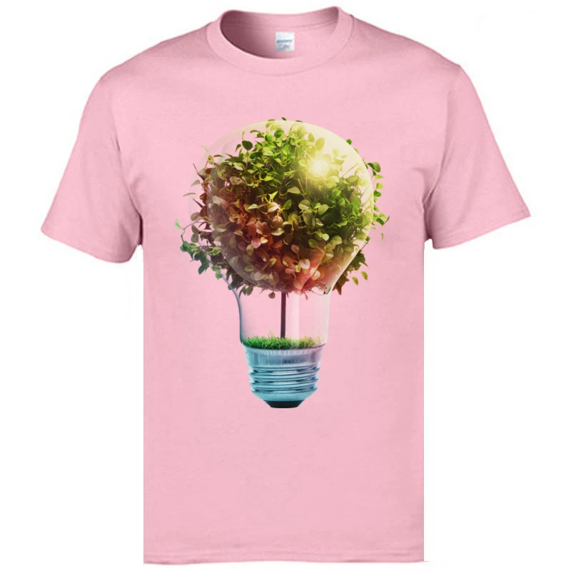 Tree in The Lamp T Shirt Family Round Collar Normal Short Sleeve Pure Cotton Young Top T-shirts Casual Tops Shirts Tree in The Lamp pink