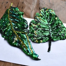 Высокое качество зеленые блестки вышитые банан нашивка-лист для одежды украшения патч наклейки DIY Аппликация аксессуары