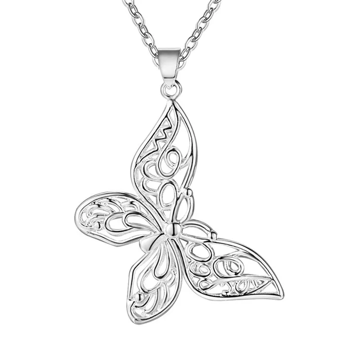 

Lose money promotion silver butterfly animal necklace Fashion hot Women Party collares populares 925