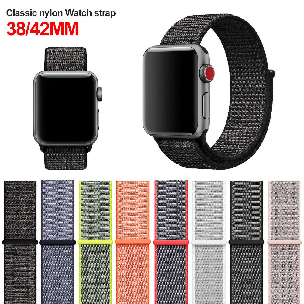 MU SEN nylon sport loop strap For Apple Watch band 42mm 38mm iWatch 3/2/1 bracelet hook-and-loop wrist watchband accessories