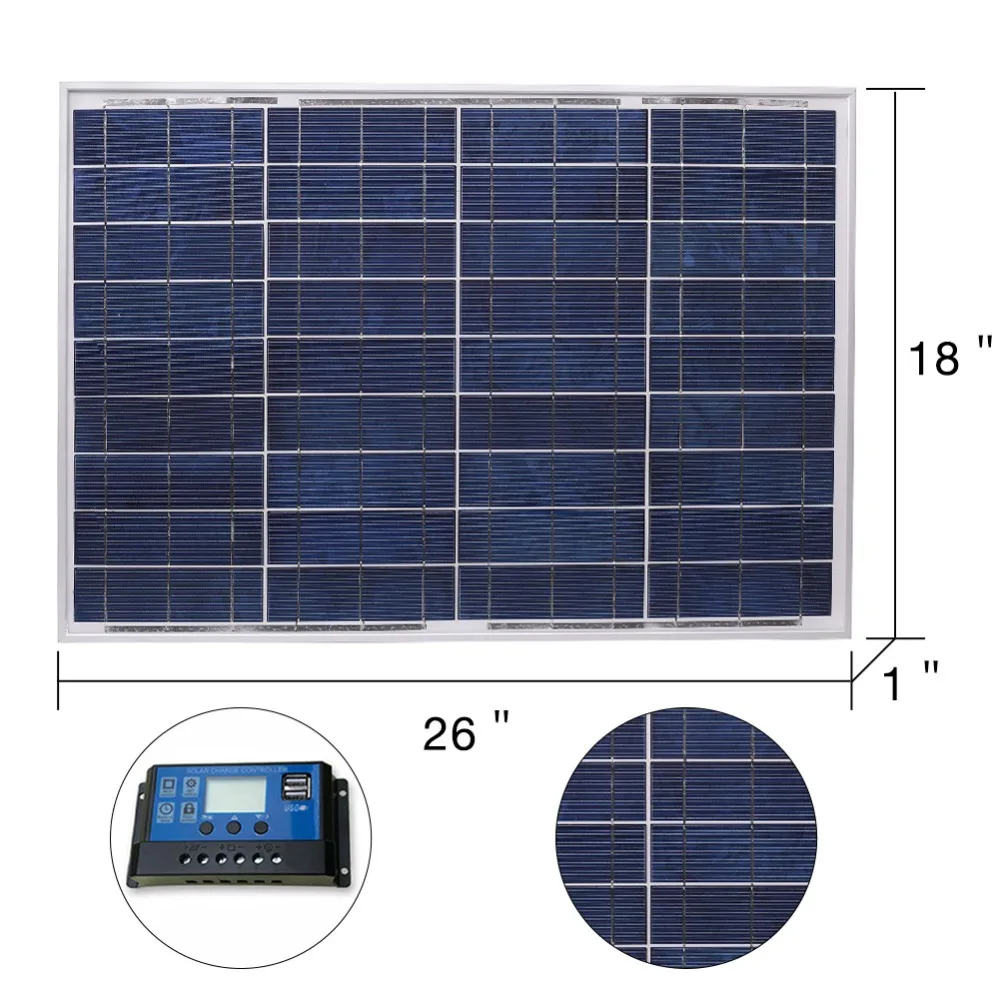 Anaka 18 в 10 Вт/20 Вт/30 Вт/40 Вт/50 Вт комплект солнечных панелей солнечных батарей Солнечные фотоэлектрические солнечные панели для домашнего заряда 12 в панели солнечных батарей Китай