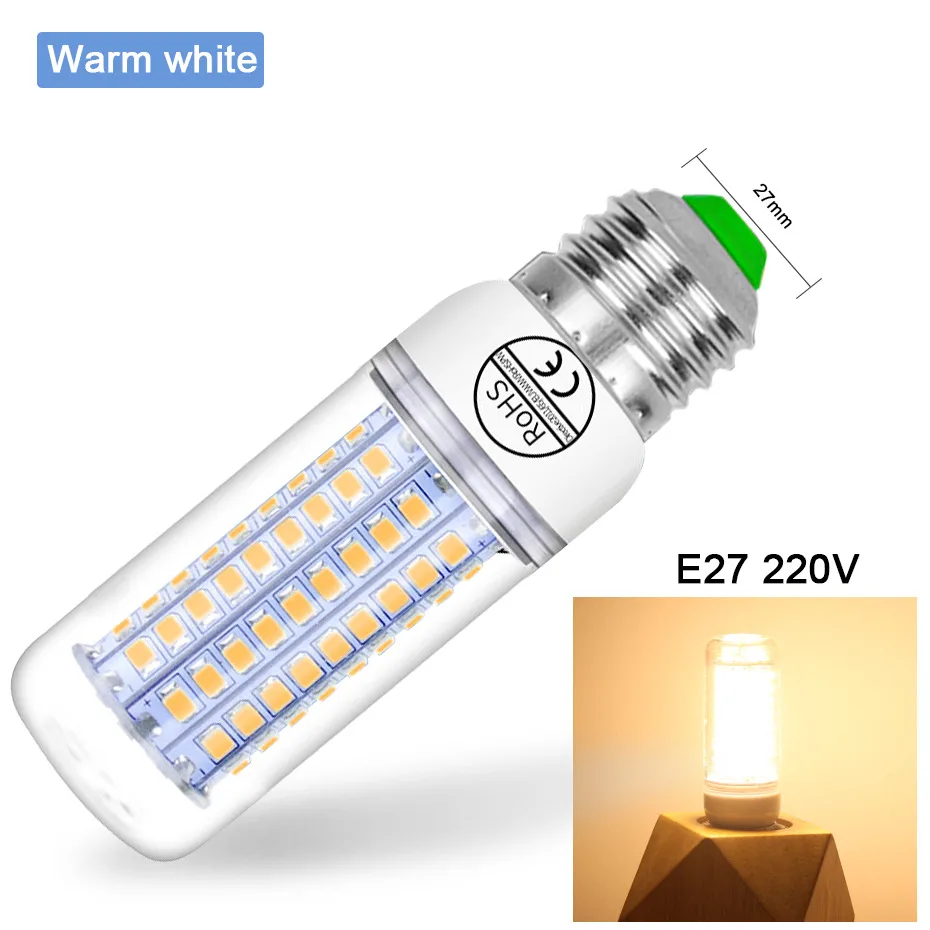 E27 светодиодный лампы в форме свечи лампы 220V светодиодный E14 Светодиодная лампа SMD 5730 24 36 48 56 69 72 светодиодный s энергосберегающий светильник для дома люстра светильник Инж - Испускаемый цвет: E27 Warm White