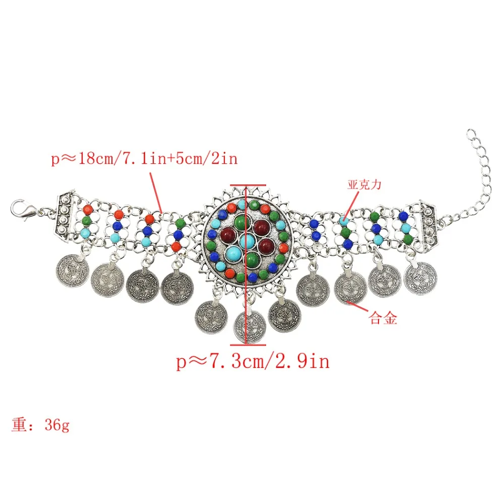 Женское цыганское ожерелье-чокер и серьги Jhumka, браслеты в богемном стиле с серебряной монеткой на голову, винтажное танцевальное украшение для волос, индийские, афганские