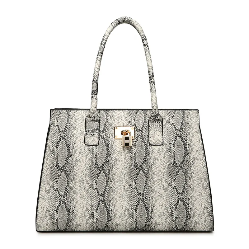 Высокое качество Змеиный узор Женская сумка Новая мода Личность большой емкости Повседневная дикая сумка через плечо - Цвет: Gray