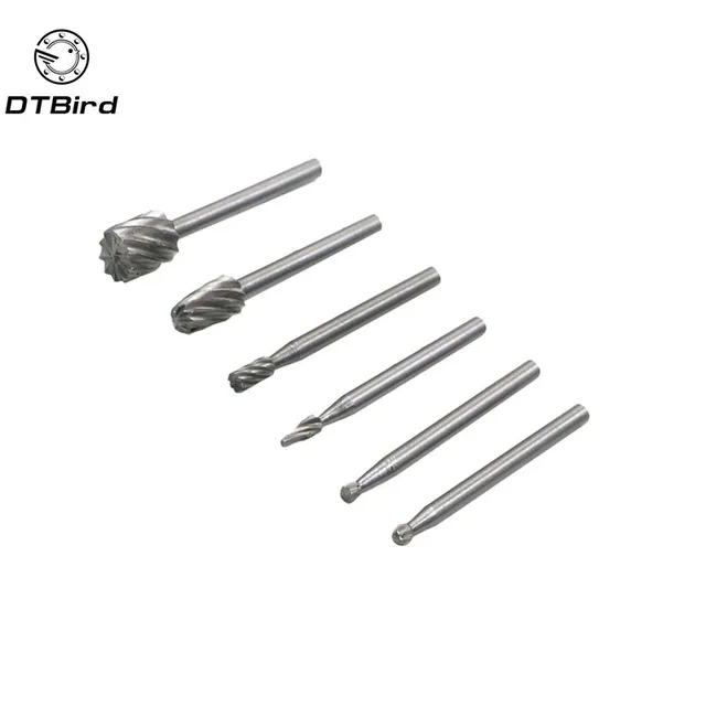 6pcs Dremel Rotary Tools Mini Drill Bit Set Cutting HSS Routing Router Grinding Bits Milling Cutters for Wood Carving Tool