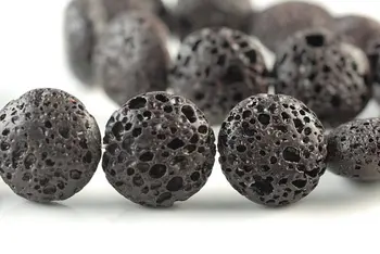 

18mm Dark Brown Volcanic Lava Gemstone Grade A Flat Round Button Loose Beads 16 inch Full Strand (90186608-766)