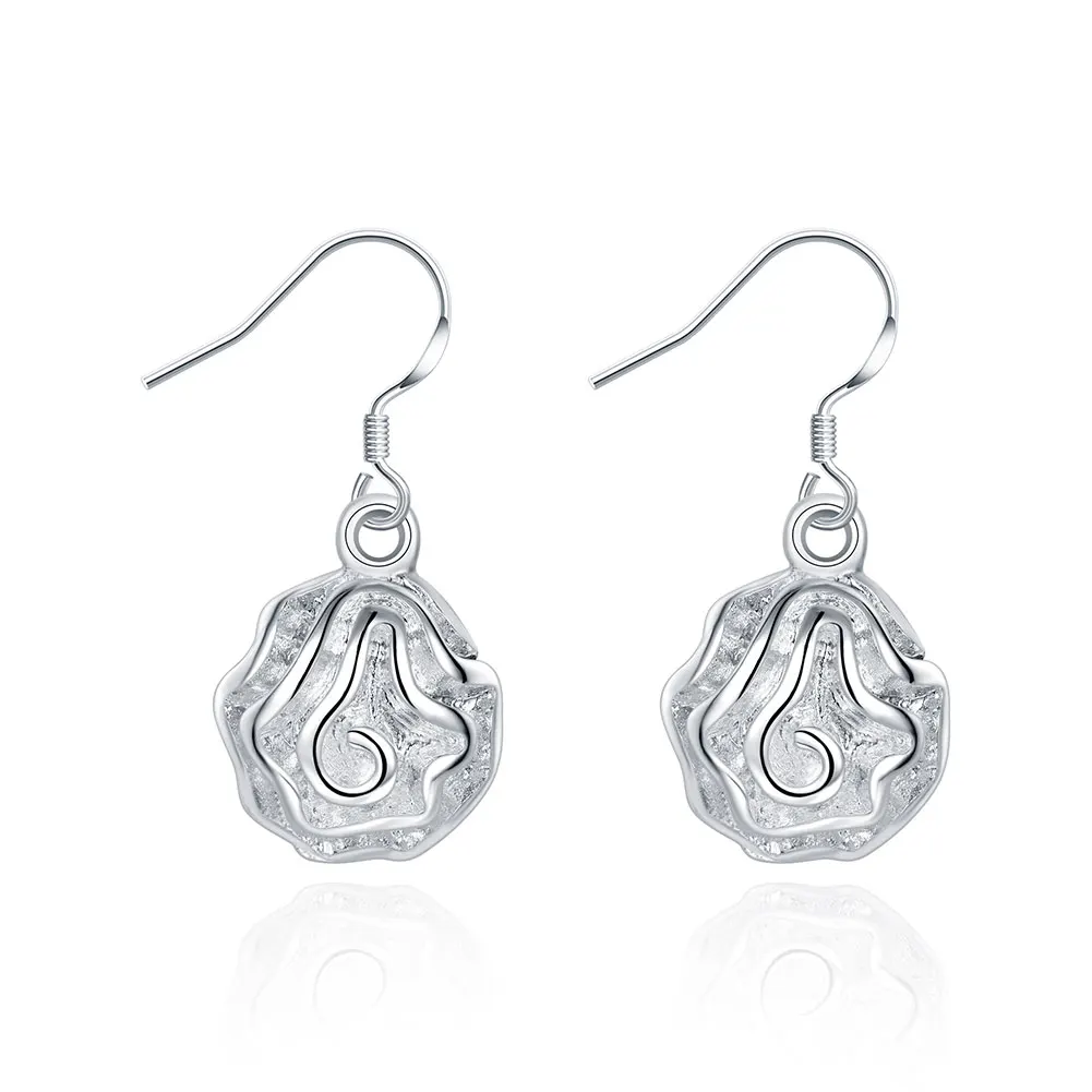 

Nice Beautiful Woman Lady Earrings Jewelry Silver Plated Exquisite Rose Flower Earrings For Women Cute Romantic Jewelry