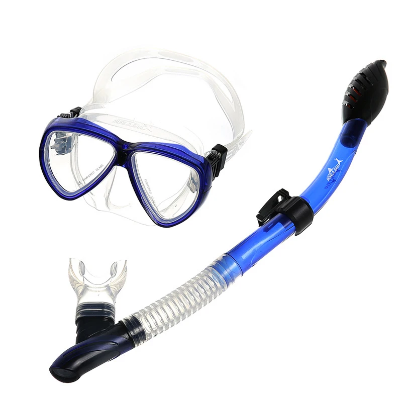 Diving Snorkel Set with Tempered Glass Diving Mask and Dry Snorkel