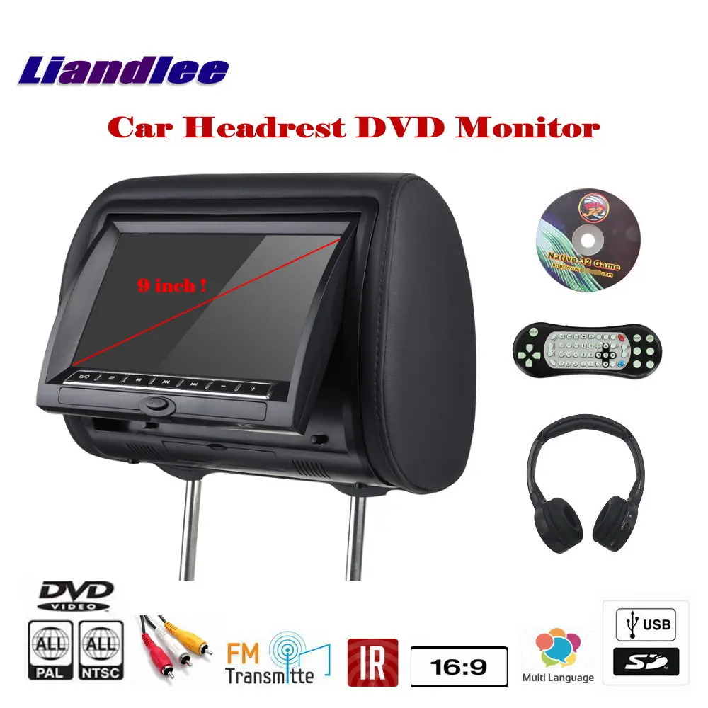 9 inch Car Headrest DVD Player / Headrest Head Rest Restraints Pillow TFT LED Monitor Screen