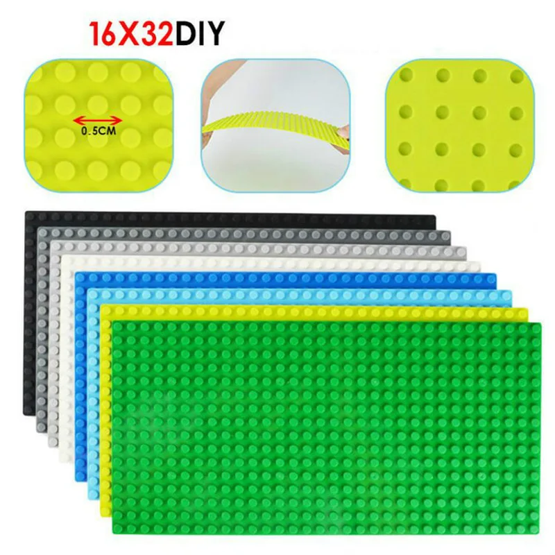

32*16dots Small Bricks Baseplate Compatible Legoings DIY Base Plates Board 25.5*12.7cm Major Brands Building Blocks for Kids