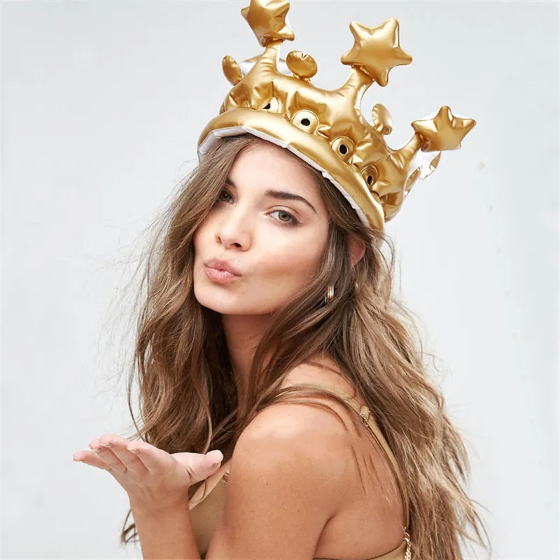 

Adults Children Gold Inflatable Crown Pool Floats Decoration Summer Swimming Circle Party Ring Fun Water Toys