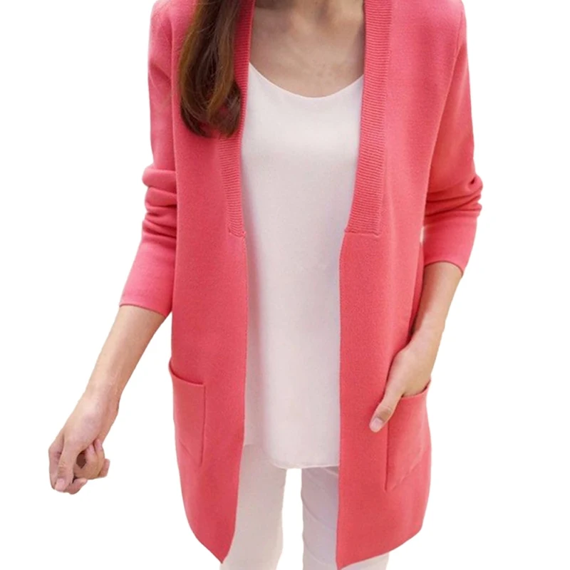 

New Arrival Classical Casual Women's Cardigan Winter Warm Long Sweater Lady Streetwear Slim Pocket Loose Knit Sweater Outwear F3