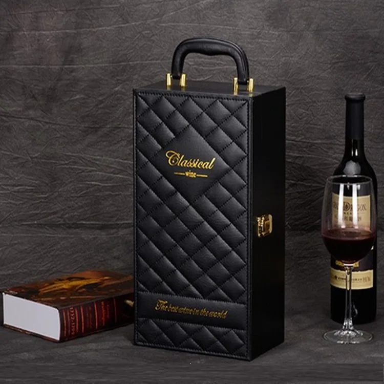 Hot Sale new fashion PU Leather wine box for 2 Bottle Wine ...