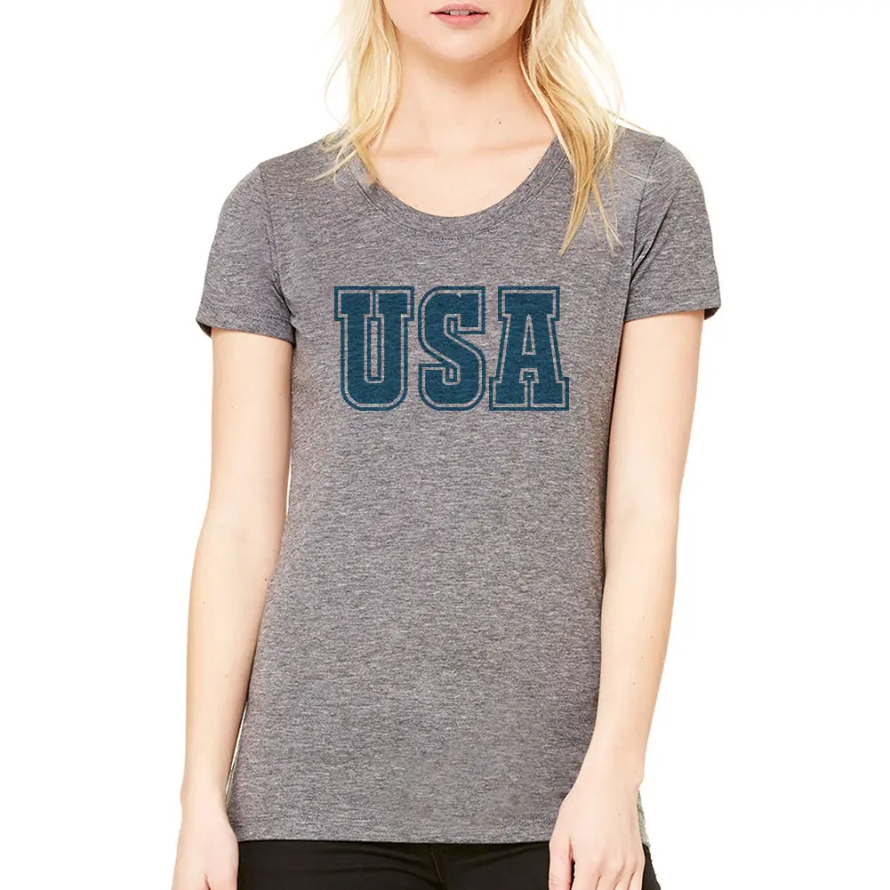 USA Women's Grey T Shirt NEW Sizes S XL Crazy Female Girls T Shirts