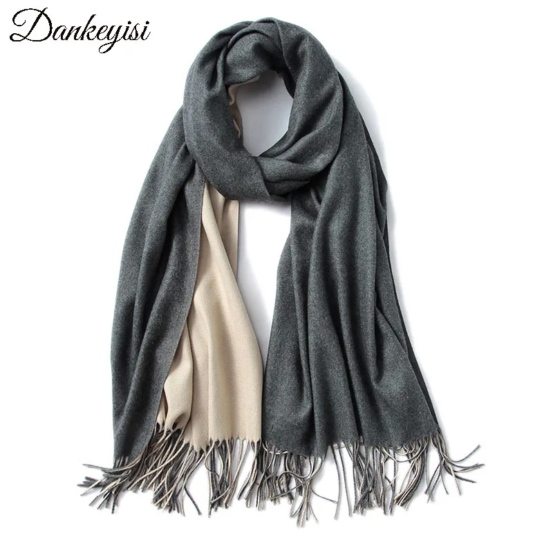 

DANKEYISI 2017 Luxury Shawls And Scarves Women Winter Double-sided Solid Color Cashmere Scarf Warm Wraps Female Tassels Hijab