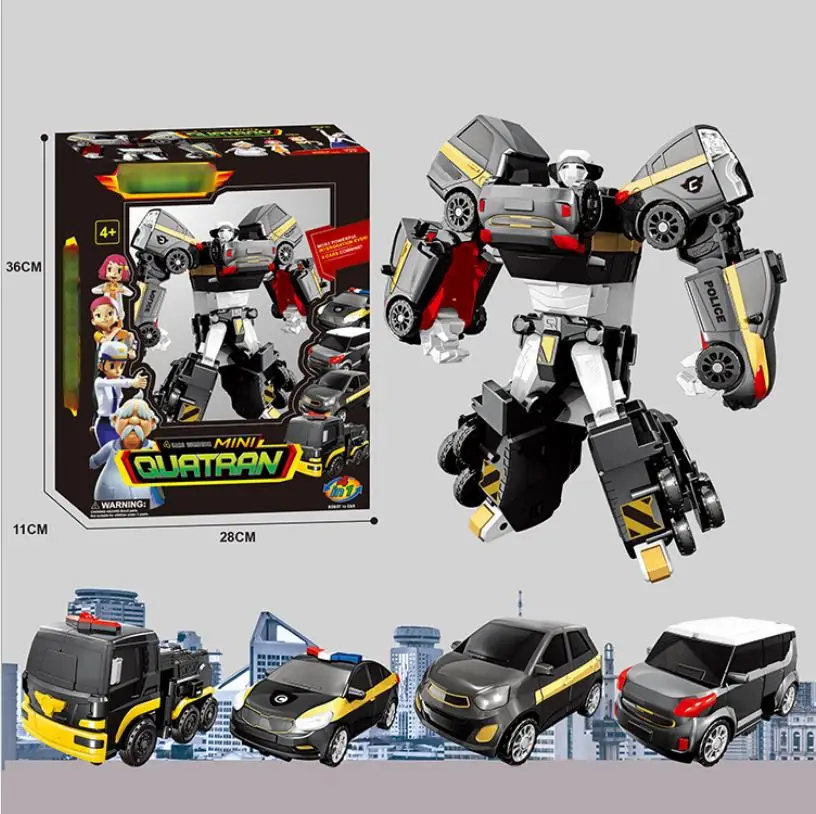 

Four in one Deformation Robot Korean Cartoon Car Action Model DIY Tritan Tobot Robot truck SUV car Puzzle Toys for Kids