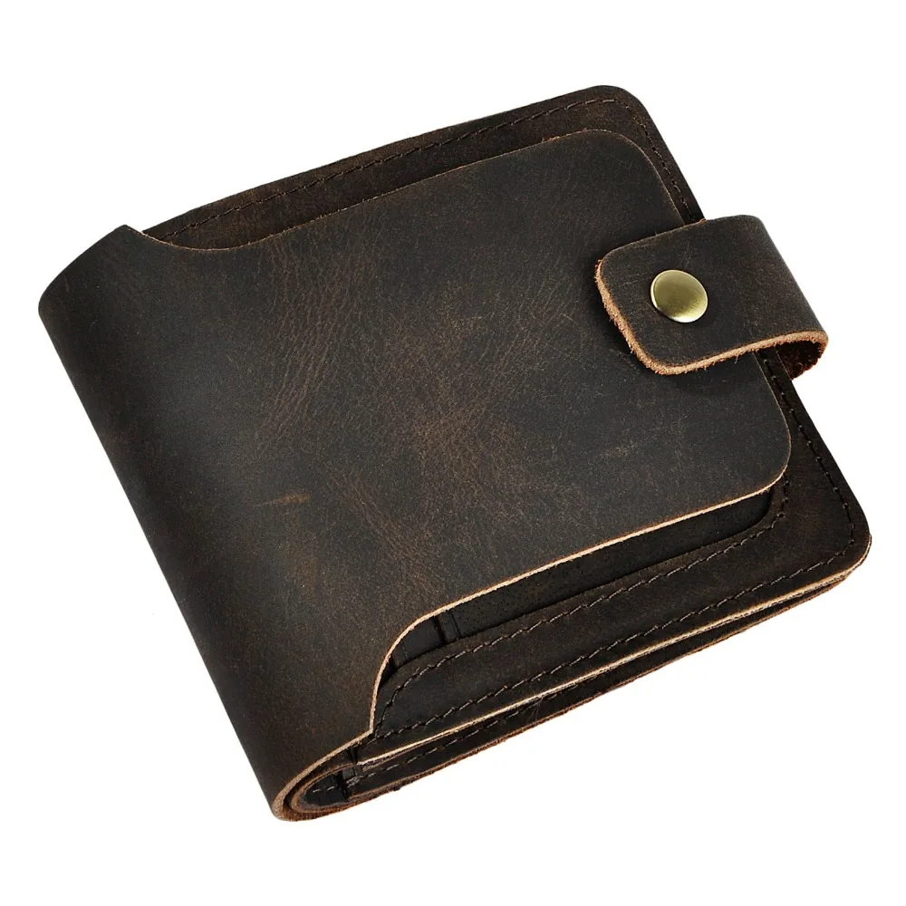 

Hot Sale Cattle Male Crazy Horse Real leather Vintage Design Standard Wallet Snap Purse For Men 406