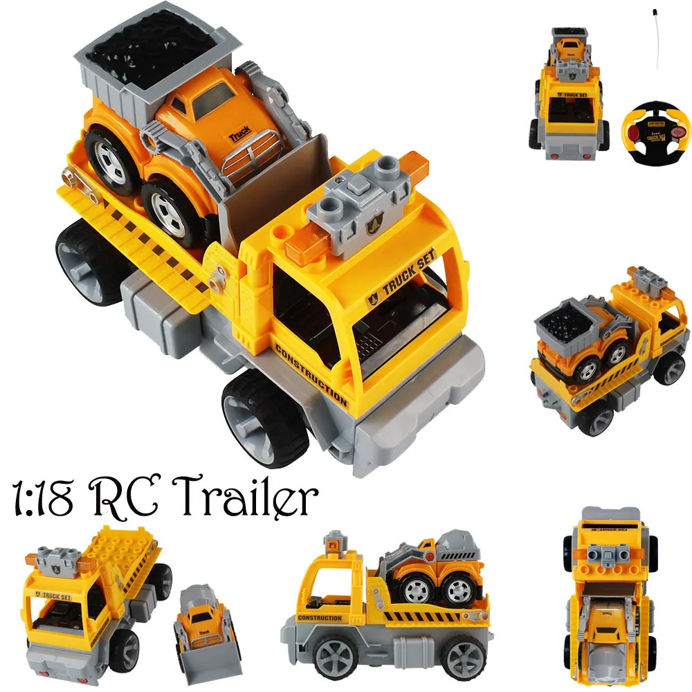 

Car Toys For Boys Plastic Interactive Car Toys For Children 1:18 Building Block Truck RC Trailer Cars 3D Puzzle Educate Gift 423