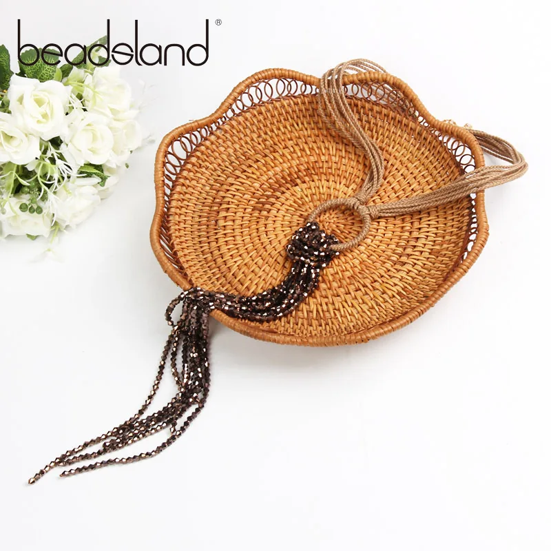 

Beadsland Handmade Knit Necklace Fashion Hyperbole Glass Beads With Tassel Rope Chain Women Girls Party Christmas Gift 39260