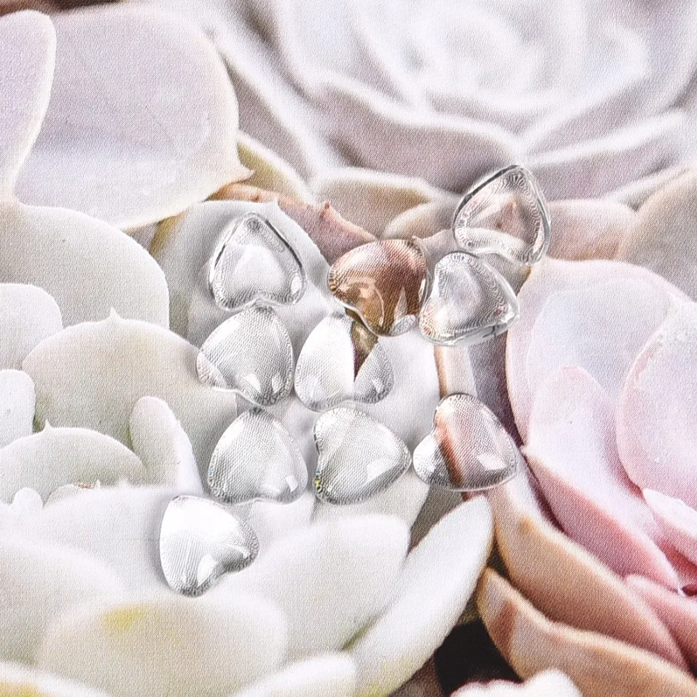 8mm Transparent Glass Cabochons Clear Heart & Flat Back Thickness 3 (6)