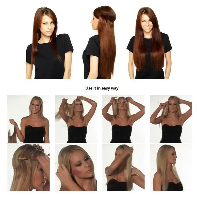 Alileader False Hair Synthetic Fish Line Hair Extensions 22 inches 55cm Long Straight Secret Halo Invisible Women Available