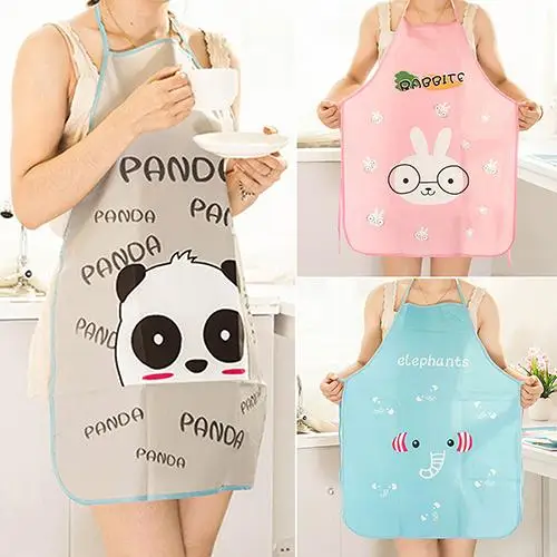 Women Cute Cartoon Waterproof Apron Kitchen Restaurant Cooking Bib Aprons ！