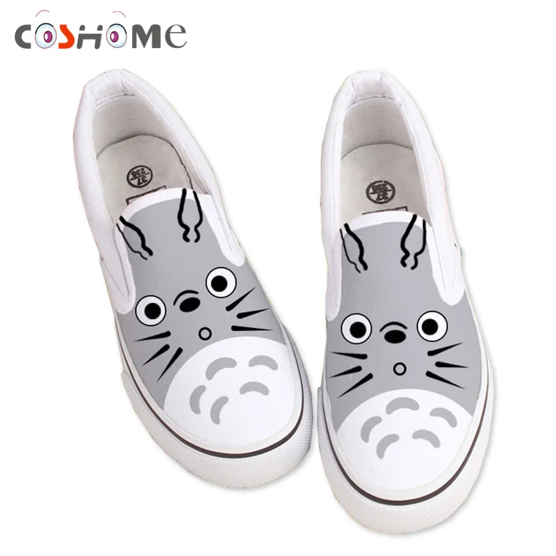 

Coshome Totoro Kids Children Canvas Shoes New Painted Cartoon Breathable Flat Shoes Anime Cat For Boys And Girls