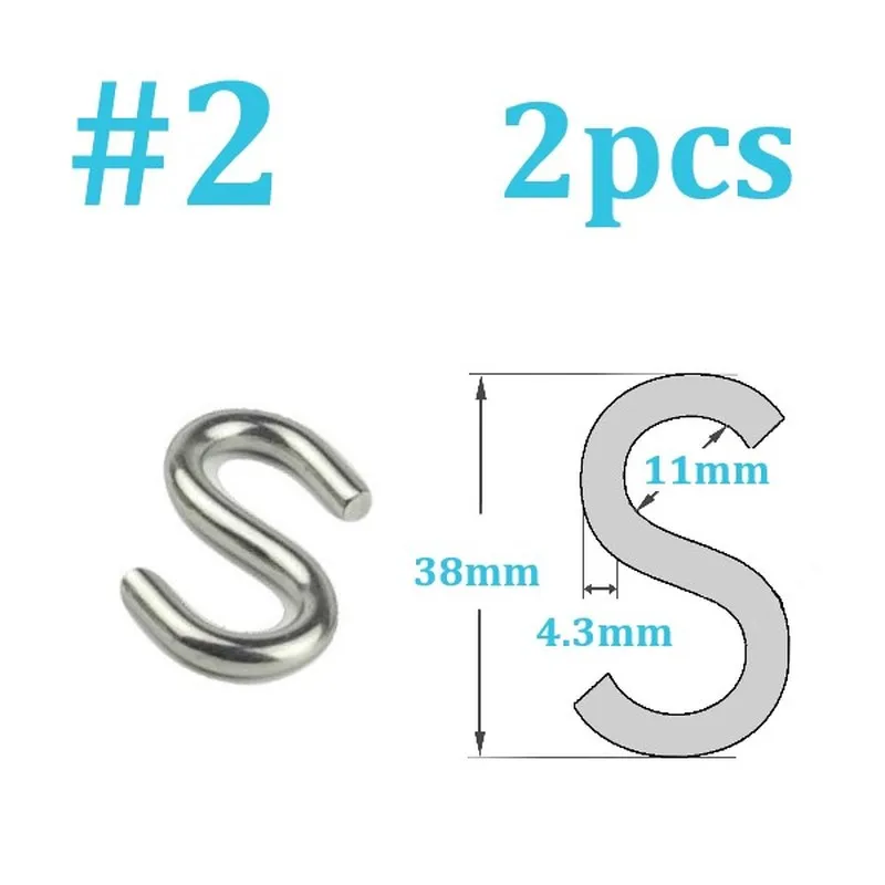 

2 Pcs 11x38mm Stainless Steel S Hooks S Shaped Hook Kitchen Hanging Storage Holders Bathroom Multifunction S Hanging Hooks #2
