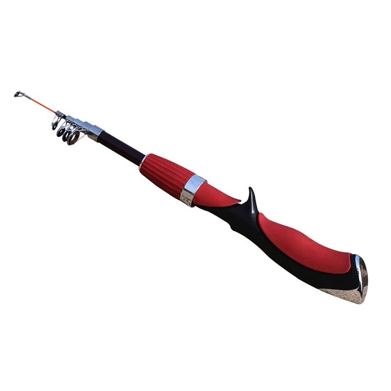 Новая телескопическая портативная карбоновая спиннинговая удочка, удочка для подледной рыбалки, морская удочка, уличная удочка для ловли нахлыстом 1,4 м - Цвет: Красный