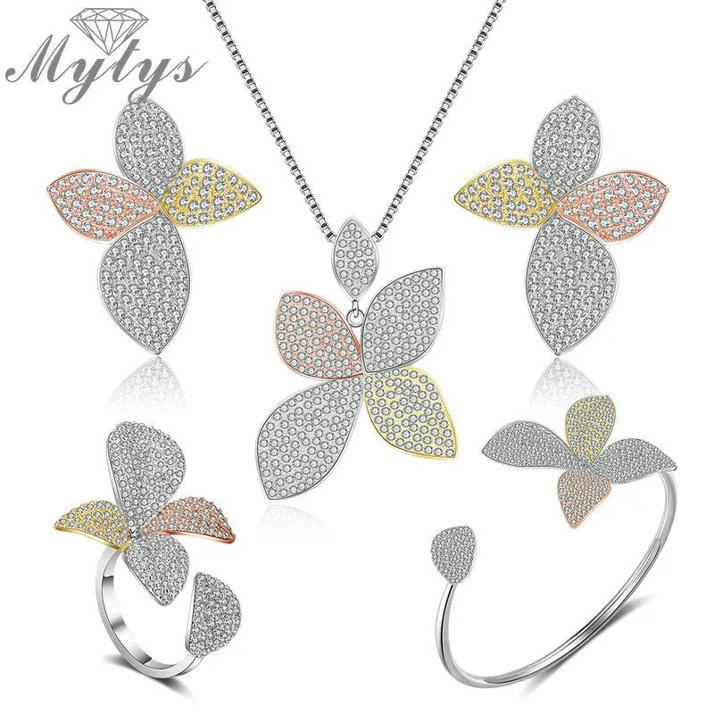 Mytys полный кубический циркон установка роскошные полный Ювелирные наборы цветок лист дизайн 2 цвета высокого качества свадебные наборы для ... Mytys полный кубический циркон установка роскошные полный Ювелирные наборы цветок лист дизайн 2 цвета высокого качества свадебные наборы для ...