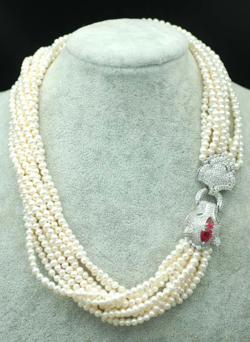 

10rows freshwater pearl near round 3-5mm necklace 19inch FPPJ wholesale beads nature