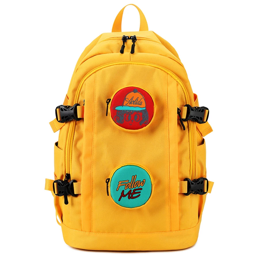 

Youth College Style School Bag Large Capacity Female Computer Backpack Multifunction Yellow Backpack Women'S Outdoor Travel Bag