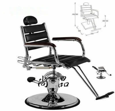 High-end new hairdressing chair. Black barber chair. Real wood armrest hairdressing chair lift