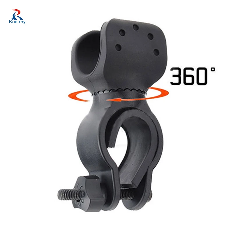 

360 Degree Swivel MTB Bicycle Clip LED Bike Light Mount Bracket Holder Torch Clip Black Clamp Fixed ClampBicycle Accessories