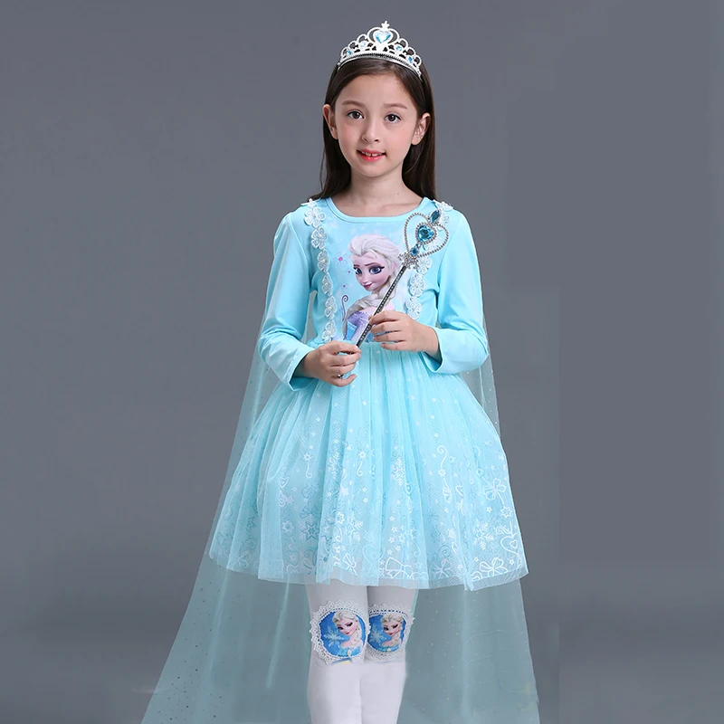 Disney Frozen Girl Dress Spring Summer Super Western Air Love Queen Princess Dress Summer Child Aisha Dress