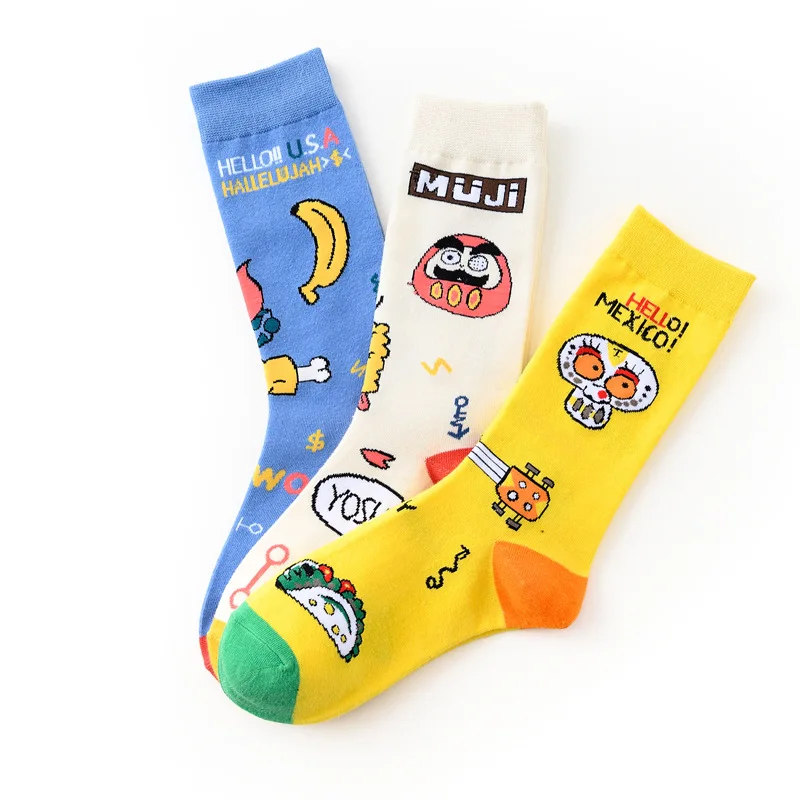 

1 Pair Woman Happy Funny Socks Harajuku Cartoon Animal Printed Crew Socks Cute Streetwear Long Socks Gifts for Girls Ladies
