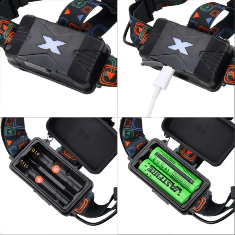 Налобный фонарь VASTFIRE светодиодный 10 Вт COB RGB зарядка через USB без