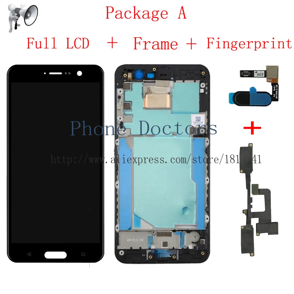 5 2 "AAA качественный lcd с рамкой + отпечаток пальца для htc U Play дисплей кодирующий