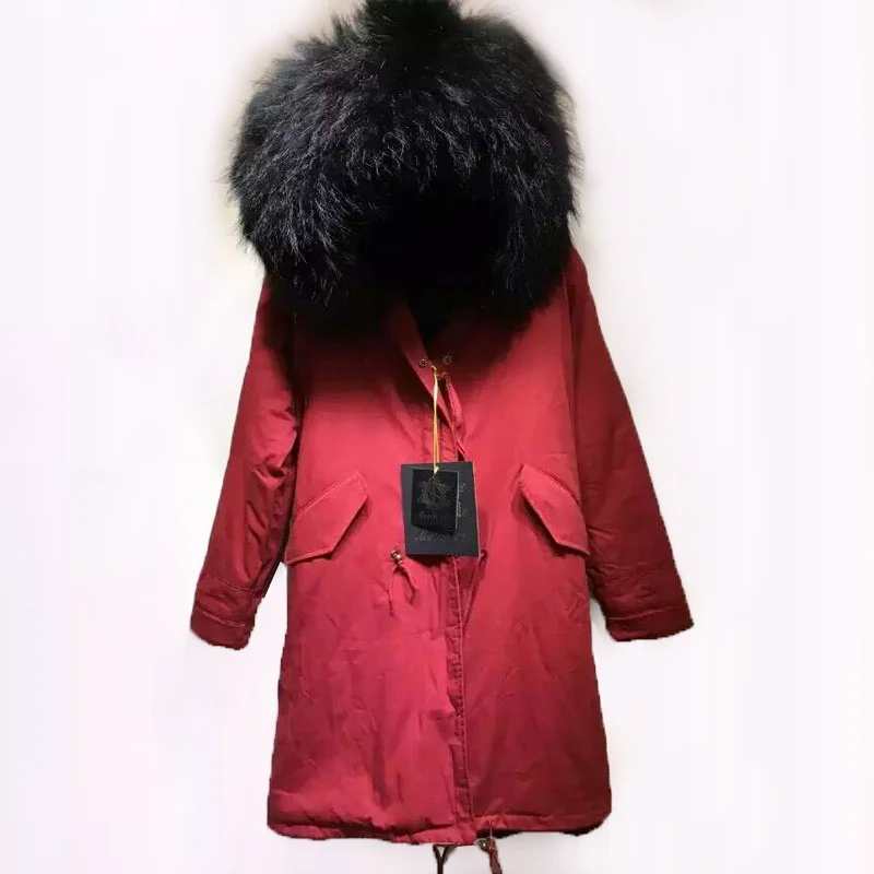 Best Offers New Arrival Men winter thick lining faux fur coat with big raccoon hooded free shipping Two color for choose